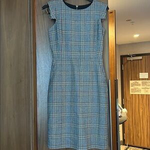 J. Crew Blue and Black Plaid Midi Dress